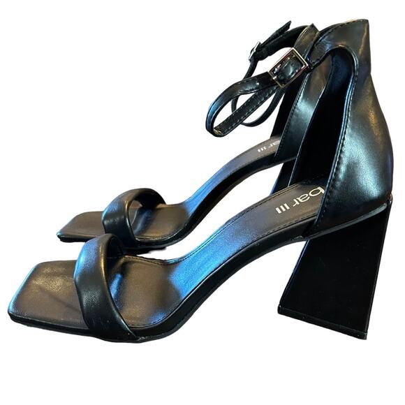 Bar III Appel Square Toe Angular Heels Black Ankle Straps  NEW Size 10 - Picture 2 of 10
